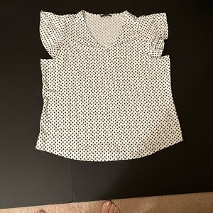 Adrianna Papell LADIES White and Black Polka Dot Blouse-